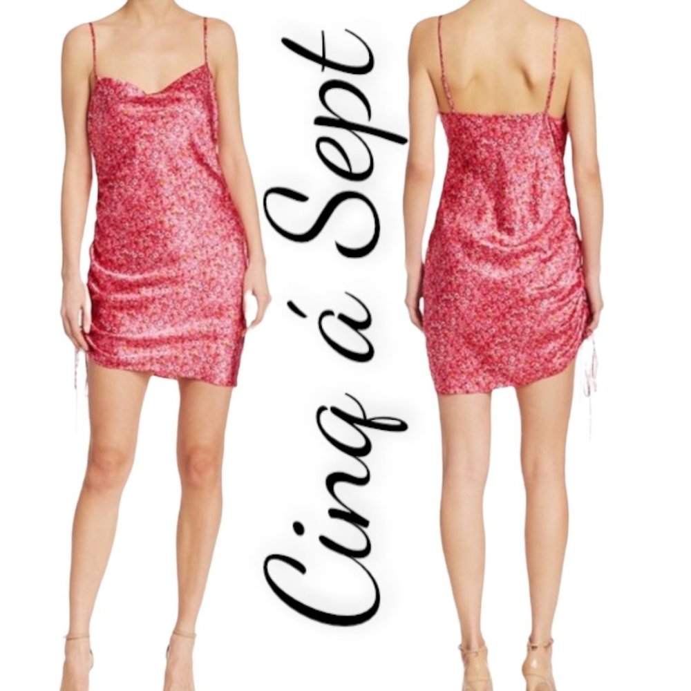 Cinq à Sept Astrid Ditsy Silk Floral Slip Dress, Size 4
